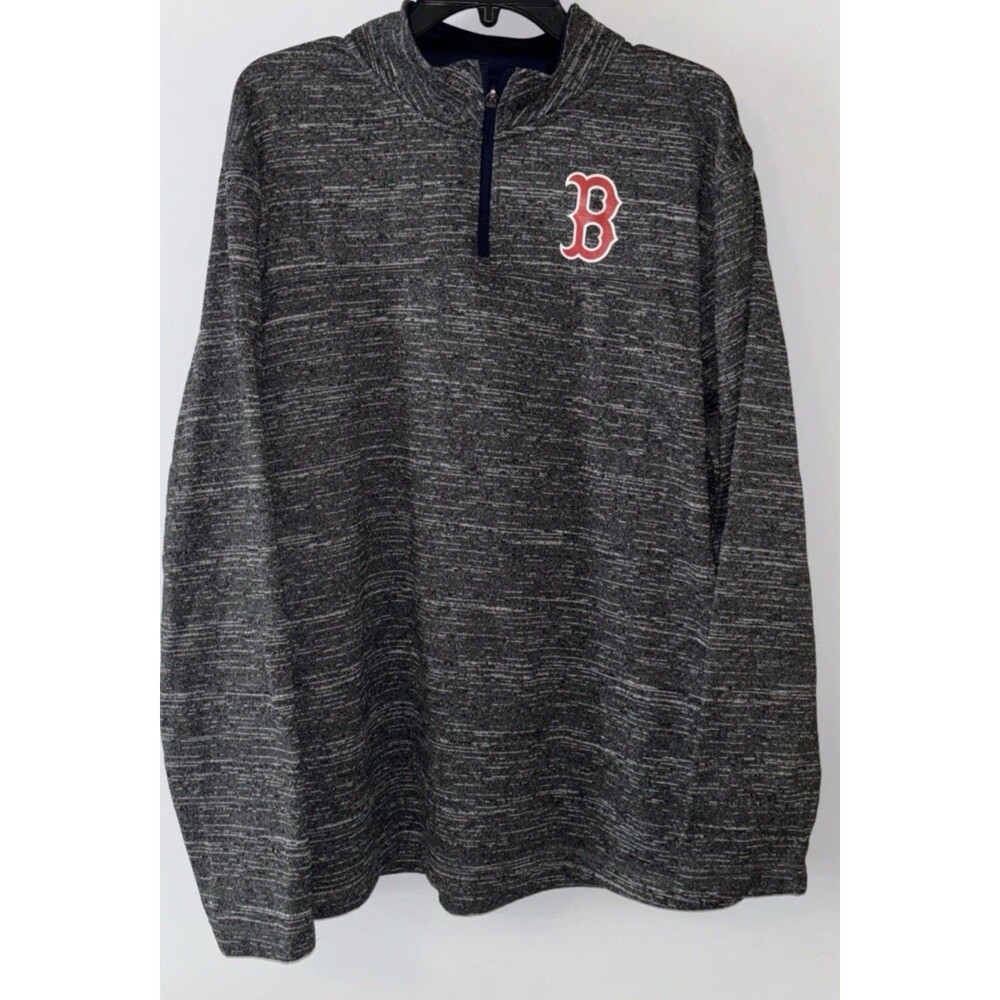 Boston Red Sox Gray Sweatshirt MLB Baseball Pullover Quarter Zip